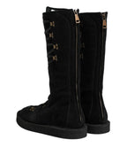 Dolce & Gabbana Black Alpaca Wool Suede Mid Calf Boots Shoes - Zeiniez