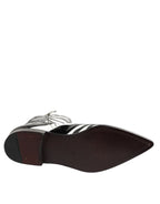 Dolce & Gabbana Black White Zebra Leather Mid Calf Boots Shoes - Zeiniez