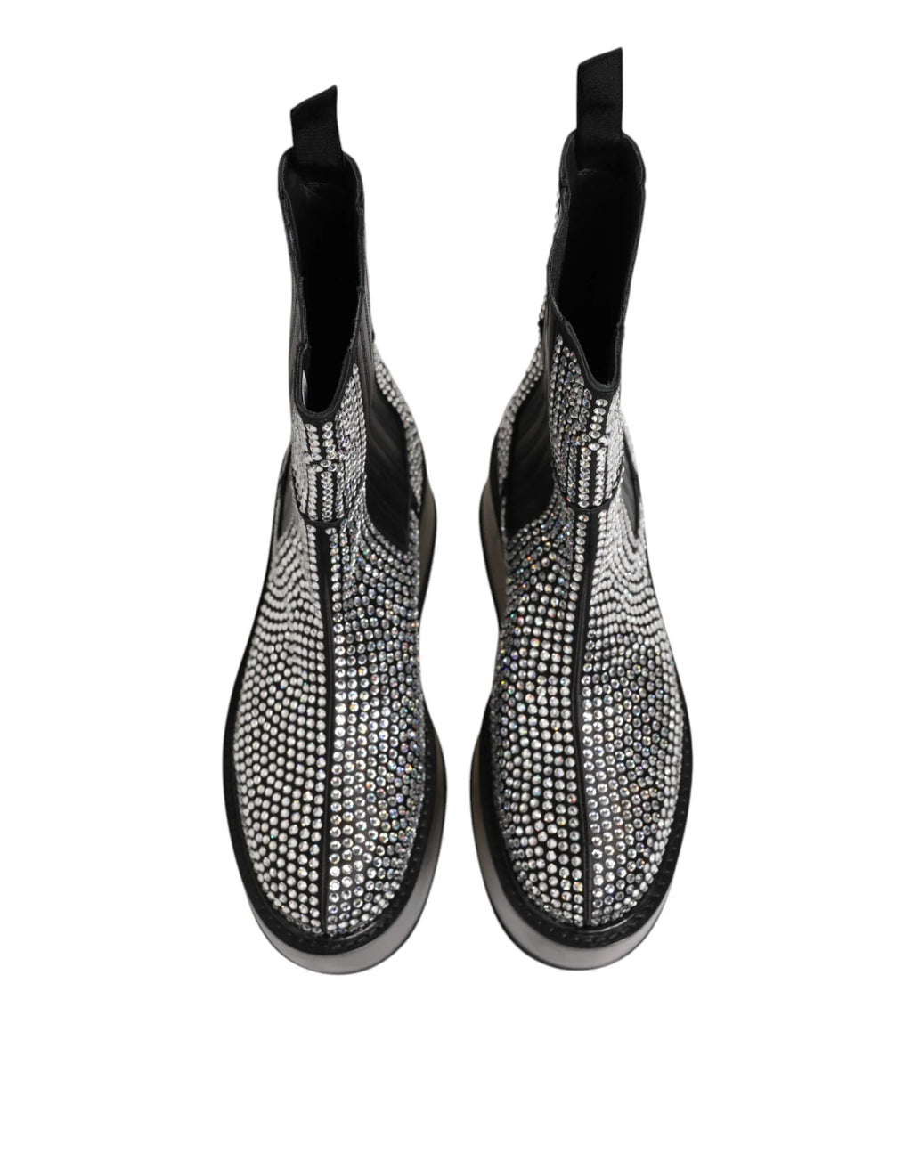 Dolce & Gabbana Black Crystal Strass Mid Calf Short Boots Shoes - Zeiniez