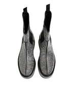 Dolce & Gabbana Black Crystal Strass Mid Calf Short Boots Shoes - Zeiniez