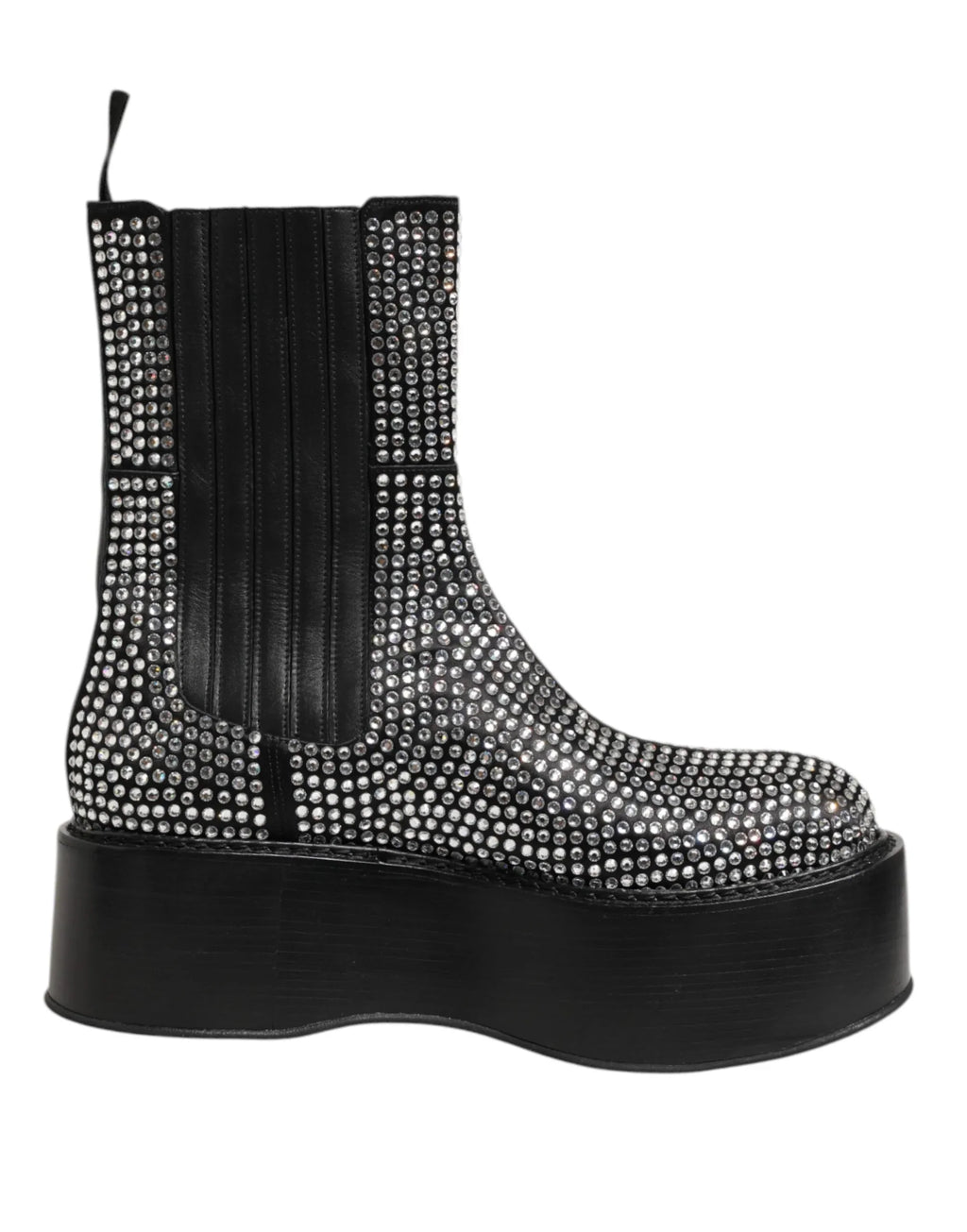 Dolce & Gabbana Black Crystal Strass Mid Calf Short Boots Shoes - Zeiniez