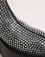 Dolce & Gabbana Black Crystal Strass Mid Calf Short Boots  Shoes