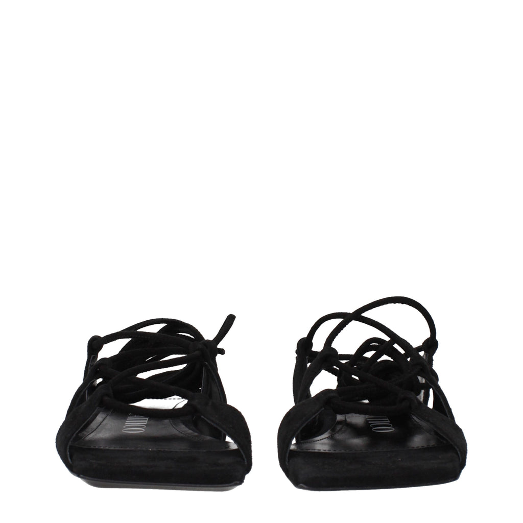 The Attico Black Leather Sandals