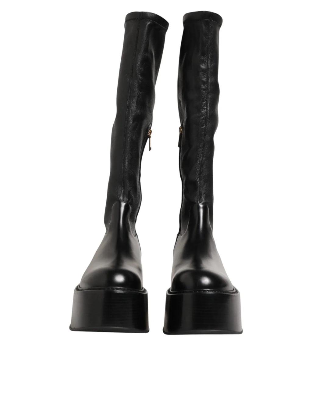 Dolce & Gabbana Black Logo Plaque Over The Calf Boots Shoes - Zeiniez