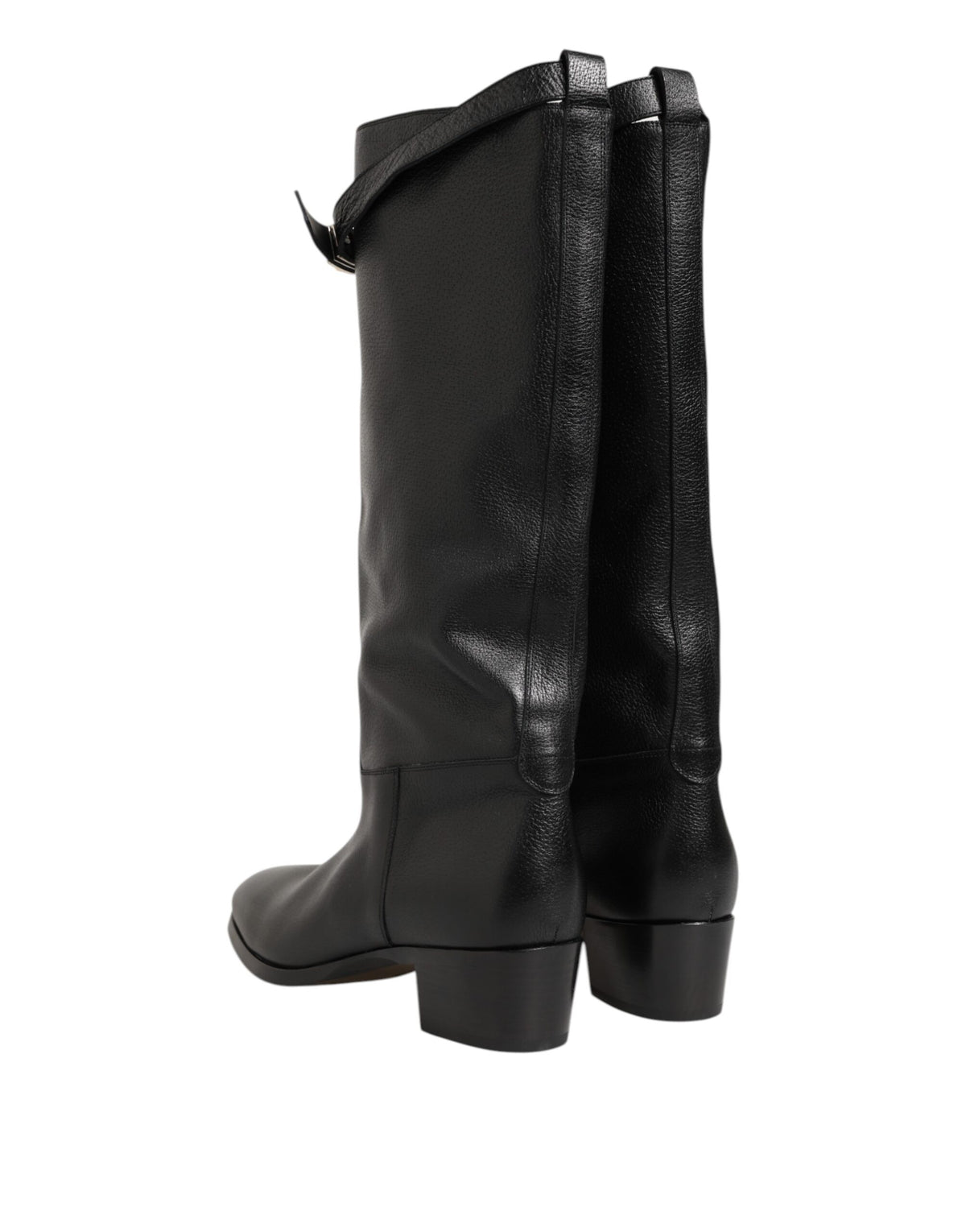 Dolce & Gabbana Black Logo Plaque Over The Calf Boots Shoes