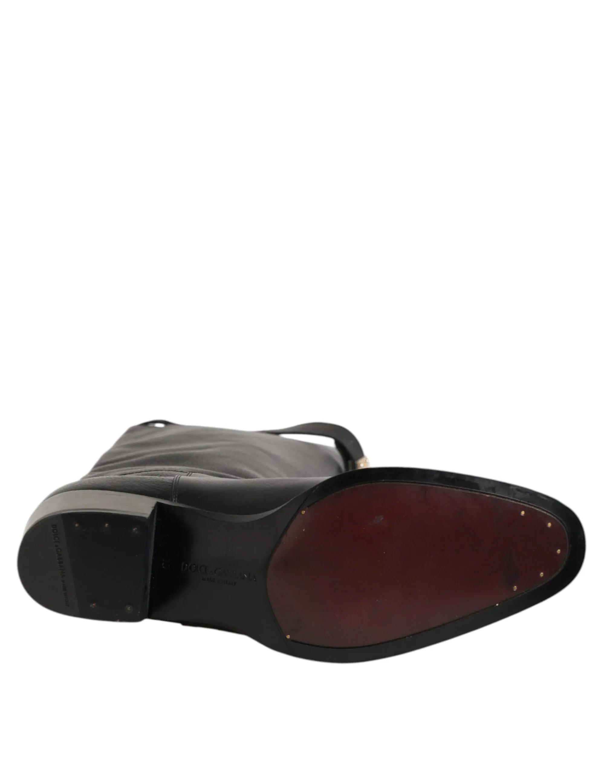 Dolce & Gabbana Black Logo Plaque Over The Calf Boots Shoes - Zeiniez