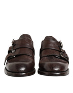 Dolce & Gabbana Brown Leather Monk Strap Formal Derby Shoes - Zeiniez