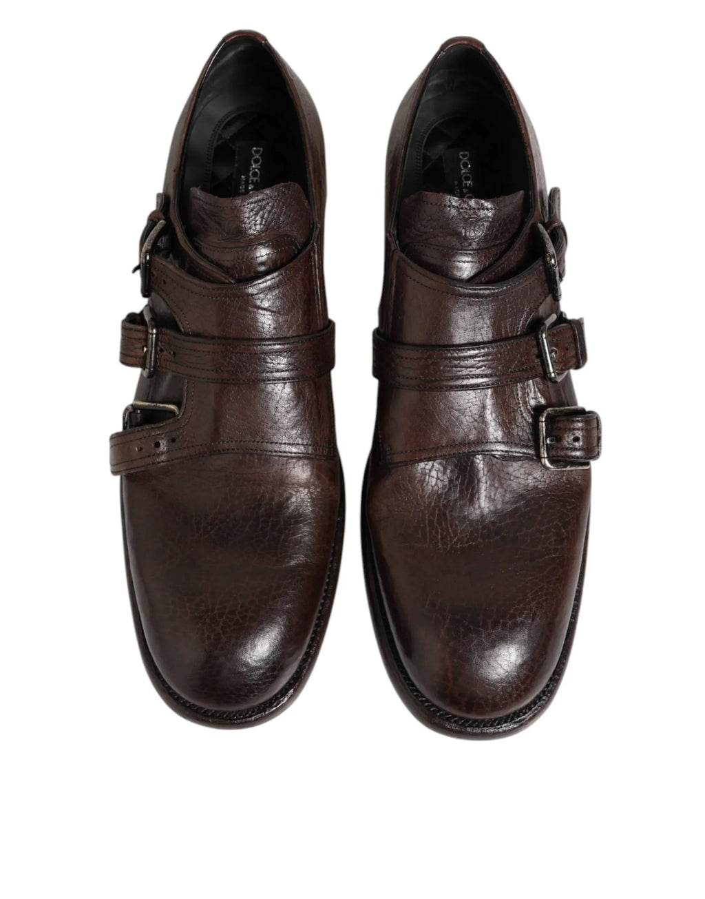 Dolce & Gabbana Brown Leather Monk Strap Formal Derby Shoes - Zeiniez