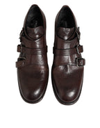 Dolce & Gabbana Brown Leather Monk Strap Formal Derby Shoes