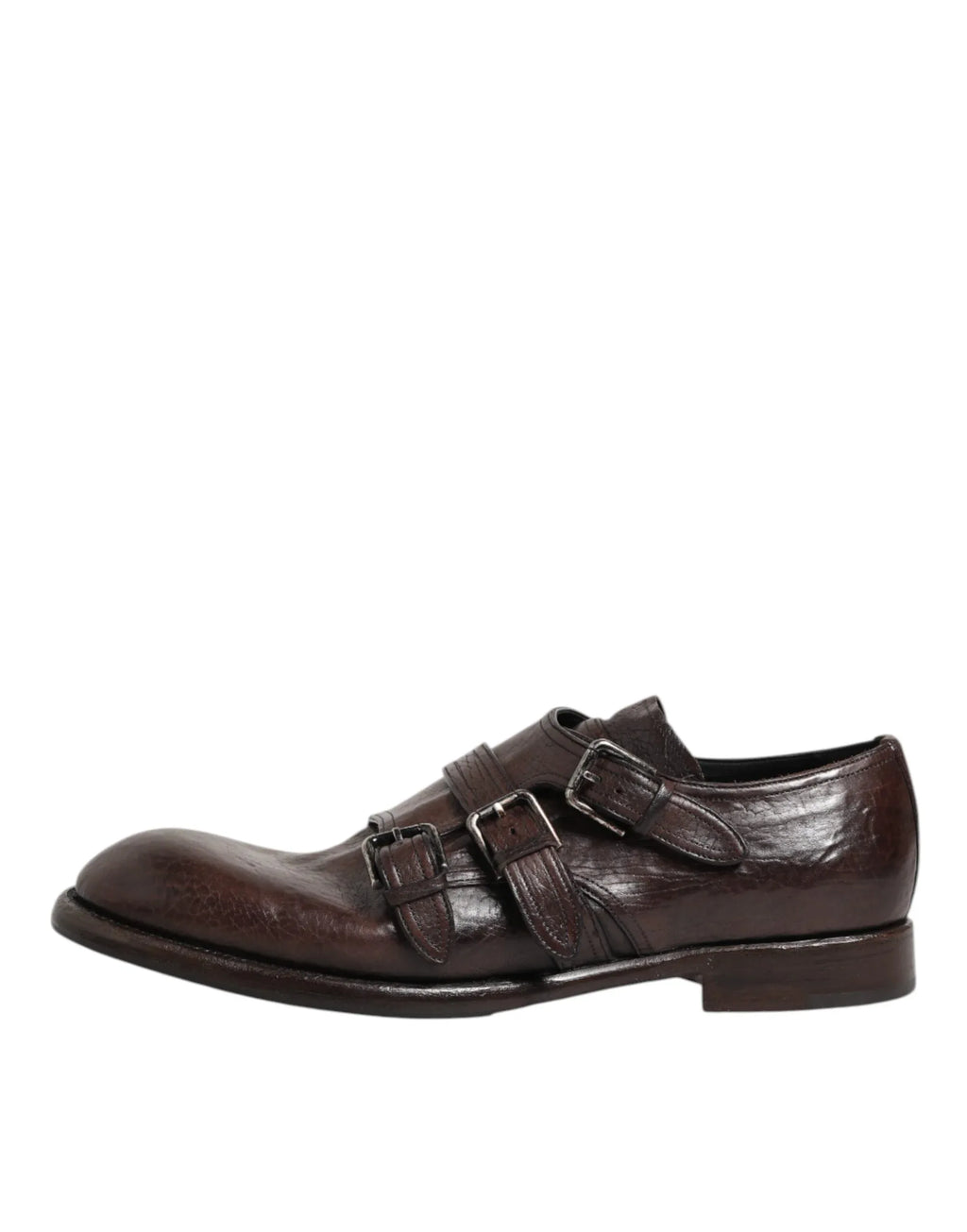 Dolce & Gabbana Brown Leather Monk Strap Formal Derby Shoes - Zeiniez