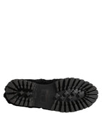 Dolce & Gabbana Dress Black Fur Leather Slippers Men Shoes - Zeiniez