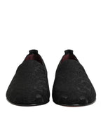 Dolce & Gabbana Black Brocade Loafers Slip On Men Dress Shoes - Zeiniez