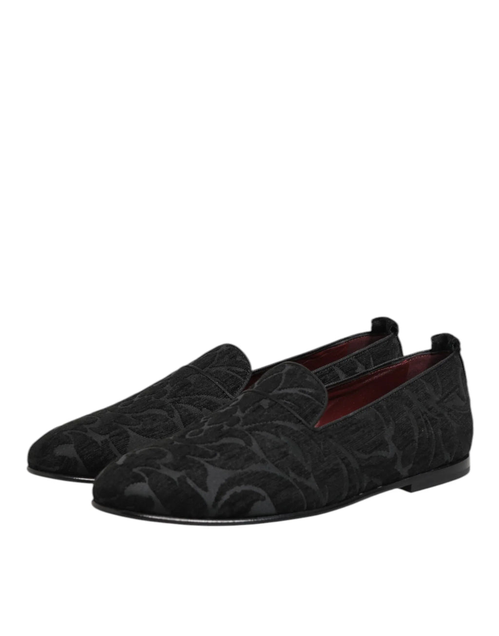 Dolce & Gabbana Black Brocade Loafers Slip On Men Dress Shoes - Zeiniez