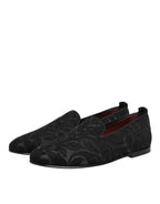 Dolce & Gabbana Black Brocade Loafers Slip On Men Dress Shoes - Zeiniez
