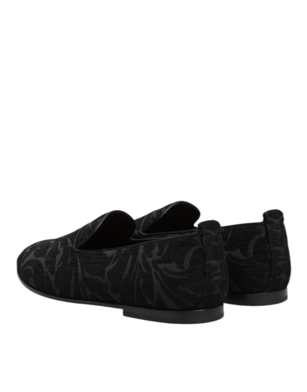 Dolce & Gabbana Black Brocade Loafers Slip On Men Dress Shoes - Zeiniez