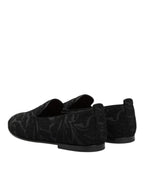 Dolce & Gabbana Black Brocade Loafers Slip On Men Dress Shoes - Zeiniez