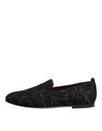 Dolce & Gabbana Black Brocade Loafers Slip On Men Dress Shoes - Zeiniez