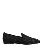 Dolce & Gabbana Black Brocade Loafers Slip On Men Dress Shoes - Zeiniez