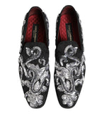 Dolce & Gabbana Black Silver Sequined Loafers Men Dress Shoes - Zeiniez