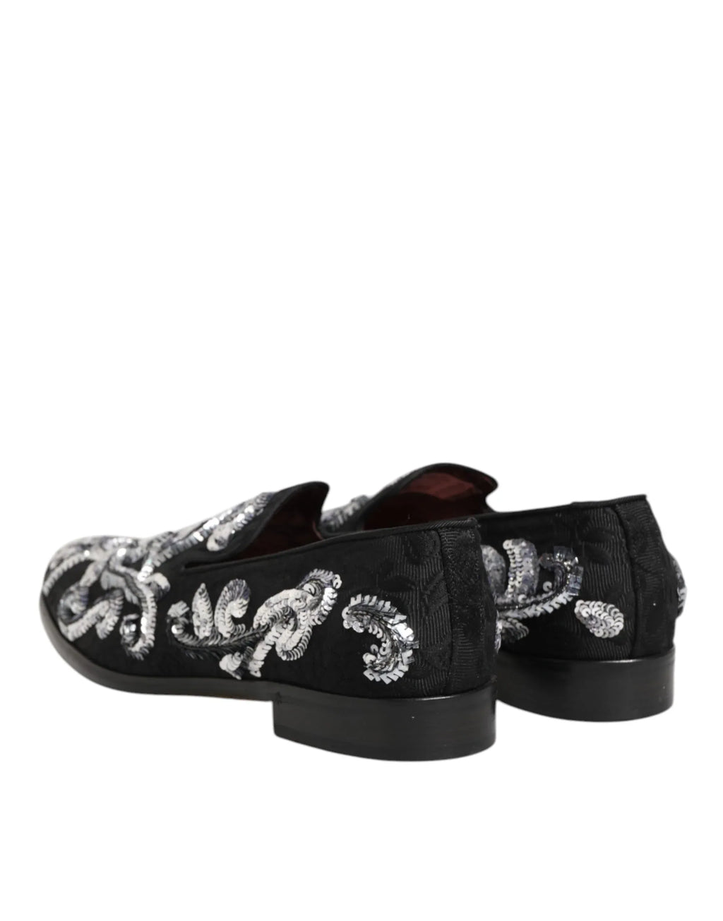 Dolce & Gabbana Black Silver Sequined Loafers Men Dress Shoes - Zeiniez
