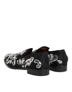 Dolce & Gabbana Black Silver Sequined Loafers Men Dress Shoes - Zeiniez
