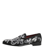 Dolce & Gabbana Black Silver Sequined Loafers Men Dress Shoes - Zeiniez