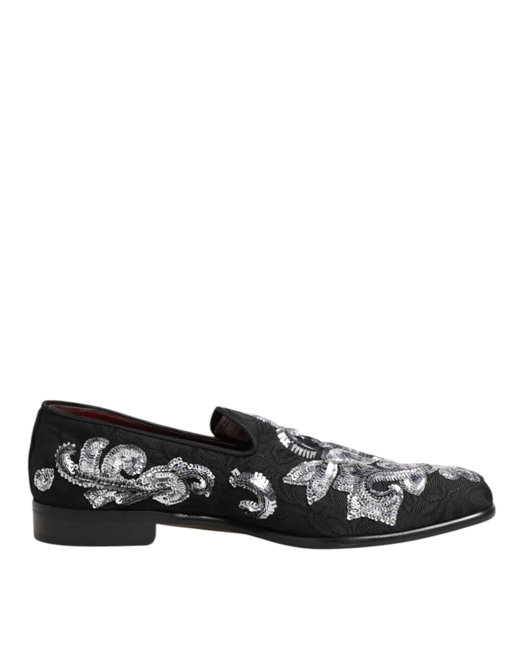 Dolce & Gabbana Black Silver Sequined Loafers Men Dress Shoes - Zeiniez