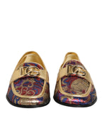 Dolce & Gabbana Multicolor Jacquard Gold DG Logo Loafer Shoes - Zeiniez