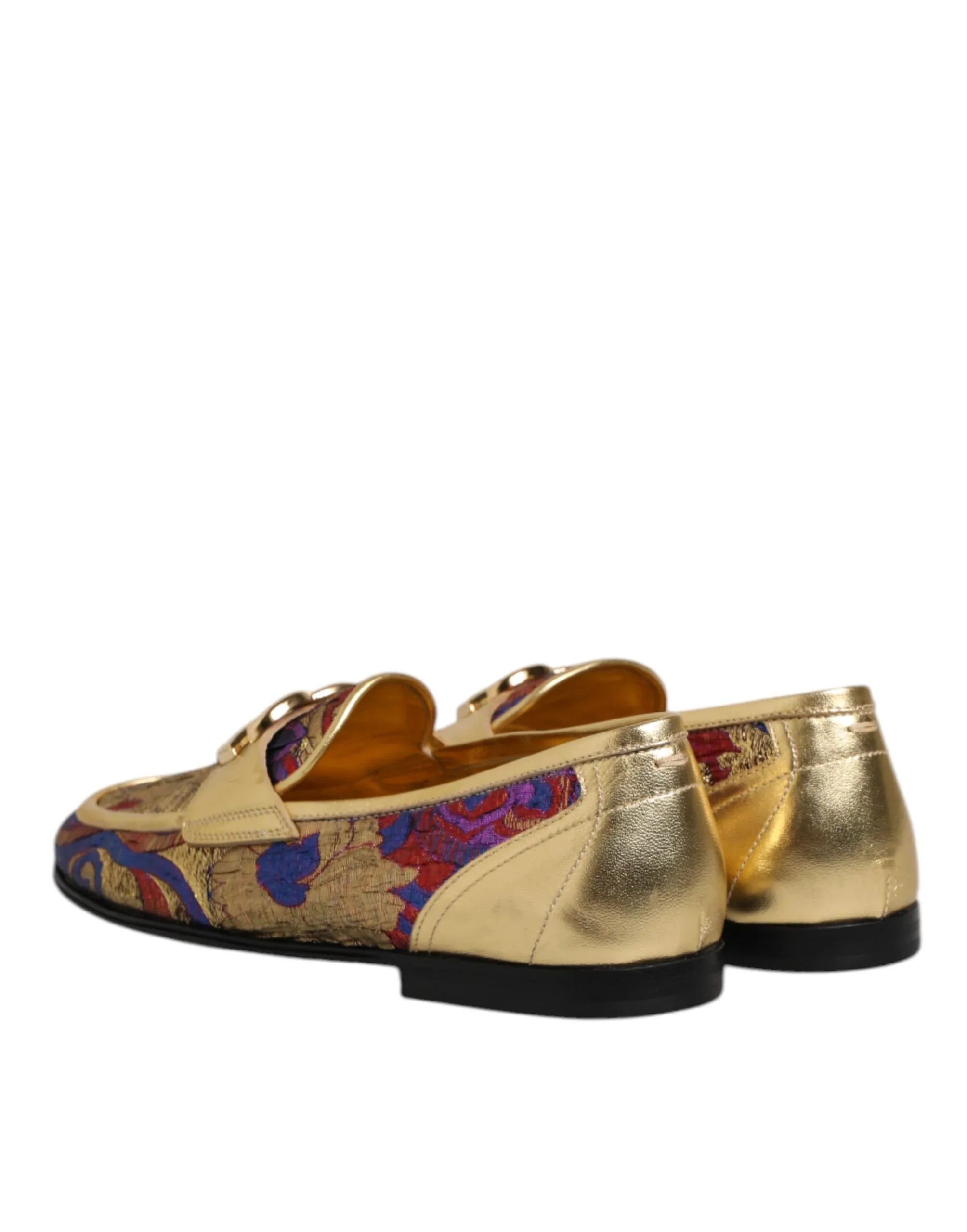 Dolce & Gabbana Multicolor Jacquard Gold DG Logo Loafer Shoes - Zeiniez