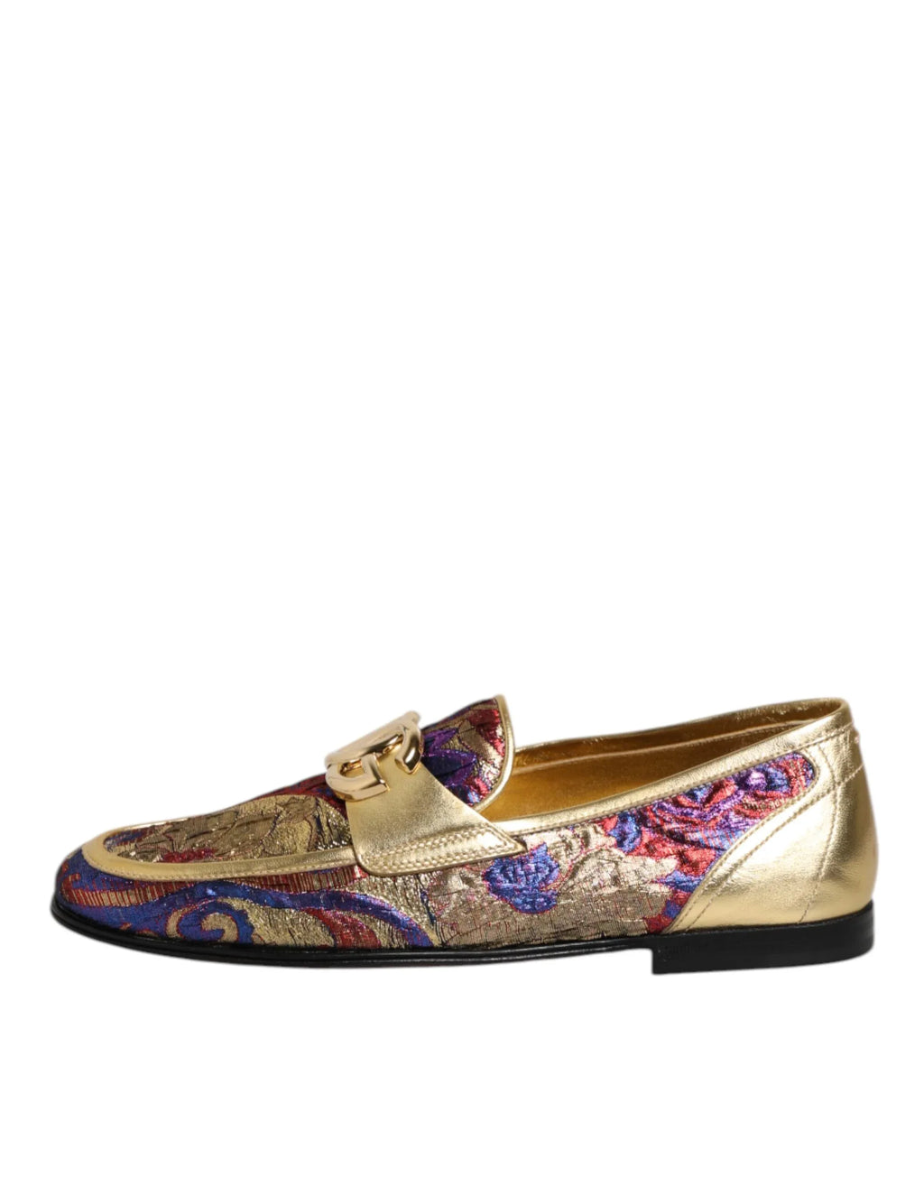 Dolce & Gabbana Multicolor Jacquard Gold DG Logo Loafer Shoes - Zeiniez