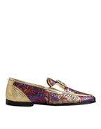 Dolce & Gabbana Multicolor Jacquard Gold DG Logo Loafer Shoes - Zeiniez