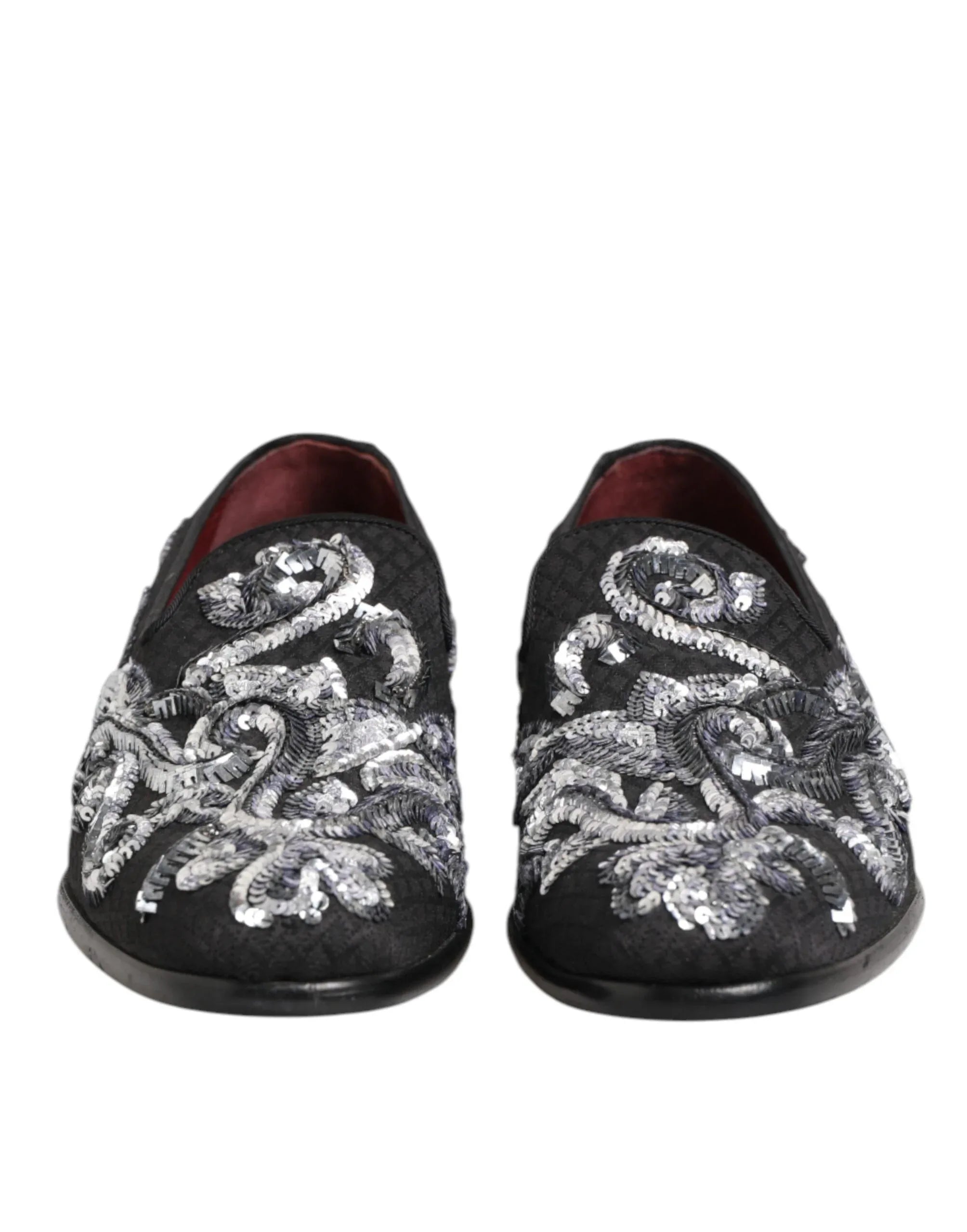 Dolce & Gabbana Black Silver Sequined Loafers Men Dress Shoes - Zeiniez