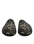 Dolce & Gabbana Black Floral Jacquard Slides Slippers Shoes - Zeiniez