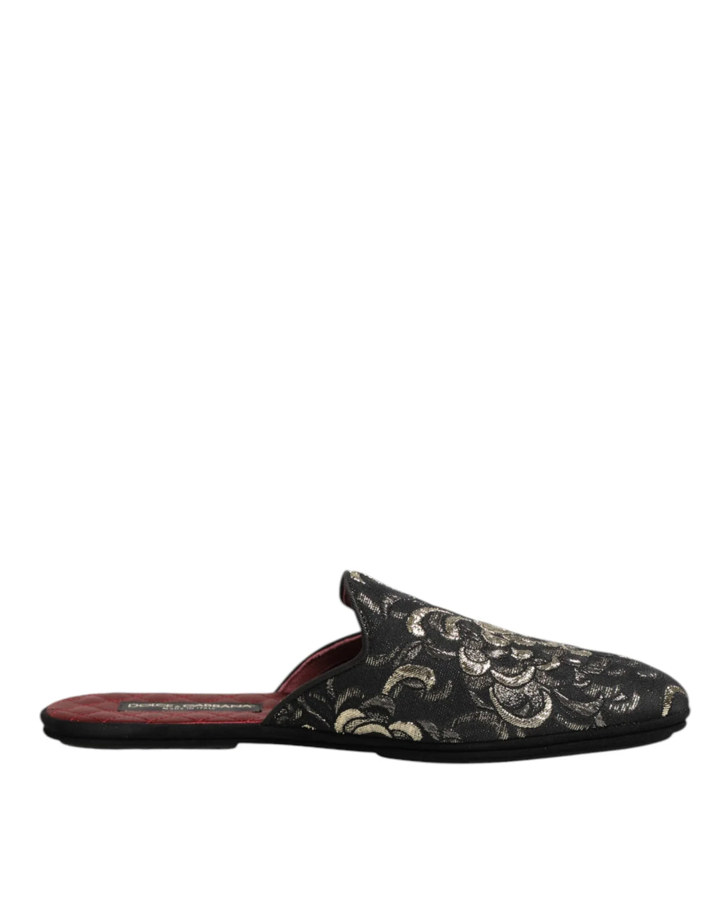 Dolce & Gabbana Black Floral Jacquard Slides Slippers Shoes - Zeiniez