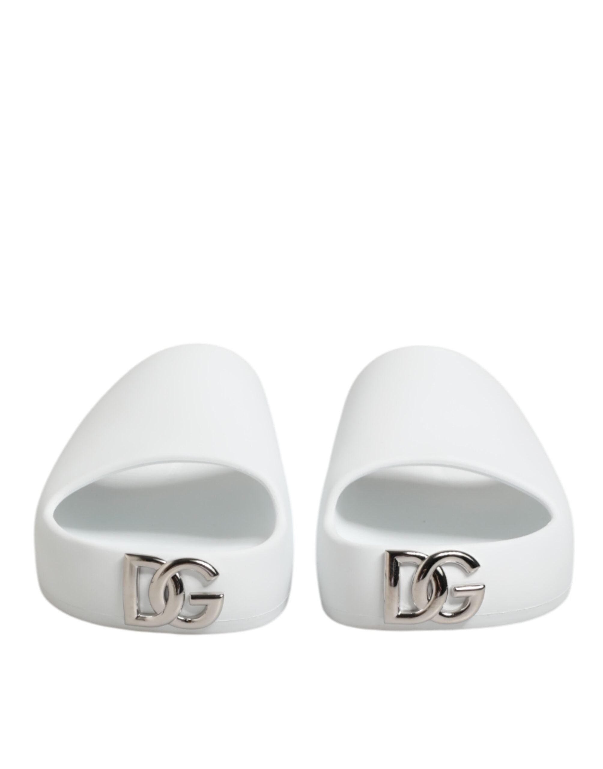 Dolce & Gabbana White Logo Slides Sandals Men Beachwear Shoes - Zeiniez