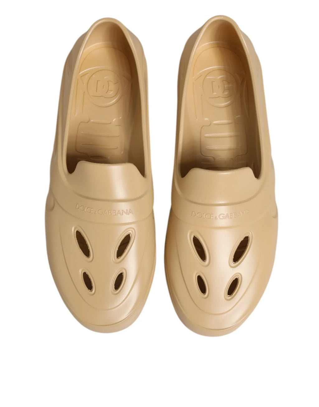 Dolce & Gabbana Beige Rubber Slides Low Top Sneakers Shoes - Zeiniez