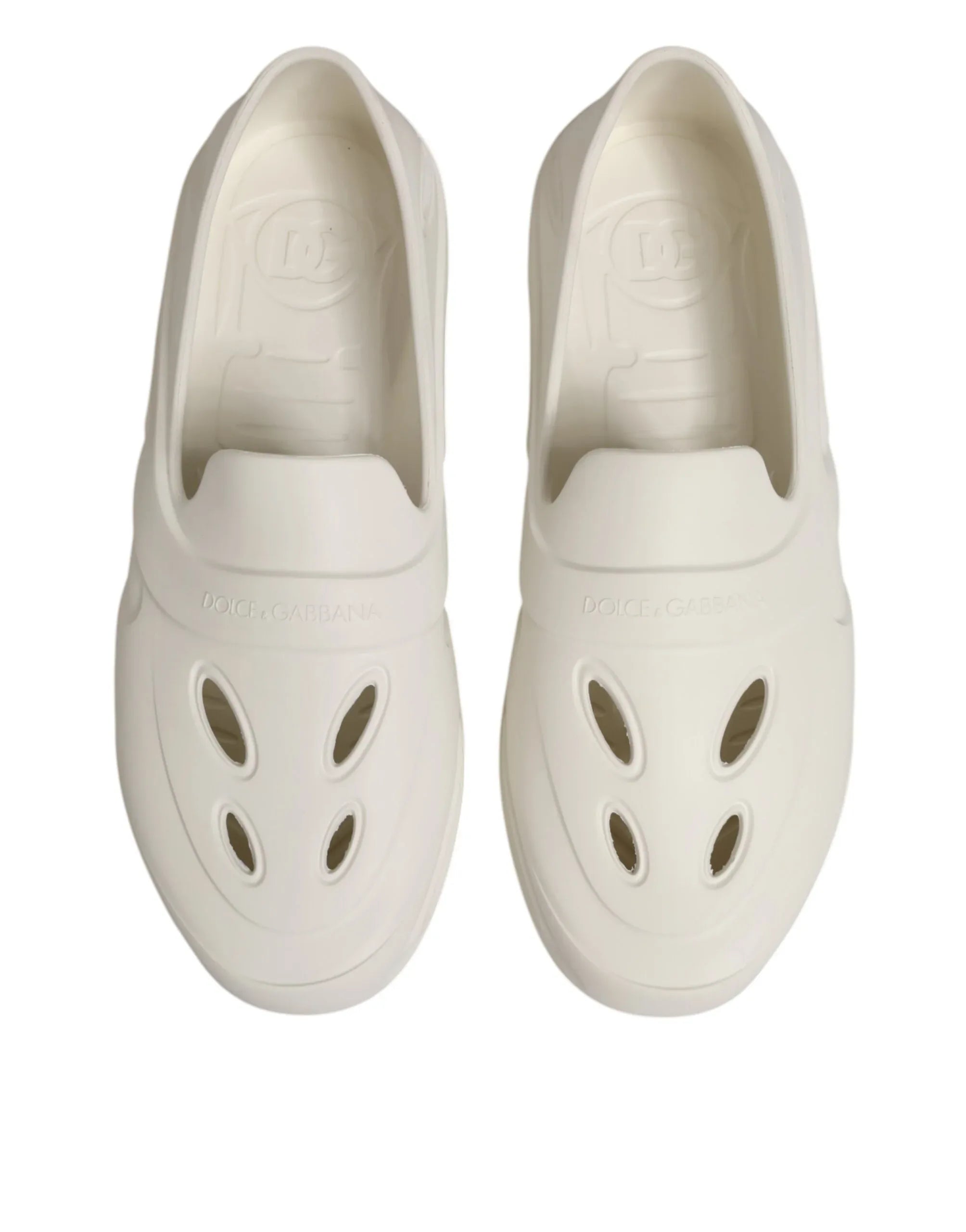 Dolce & Gabbana White Rubber Slides Low Top Sneakers Shoes - Zeiniez