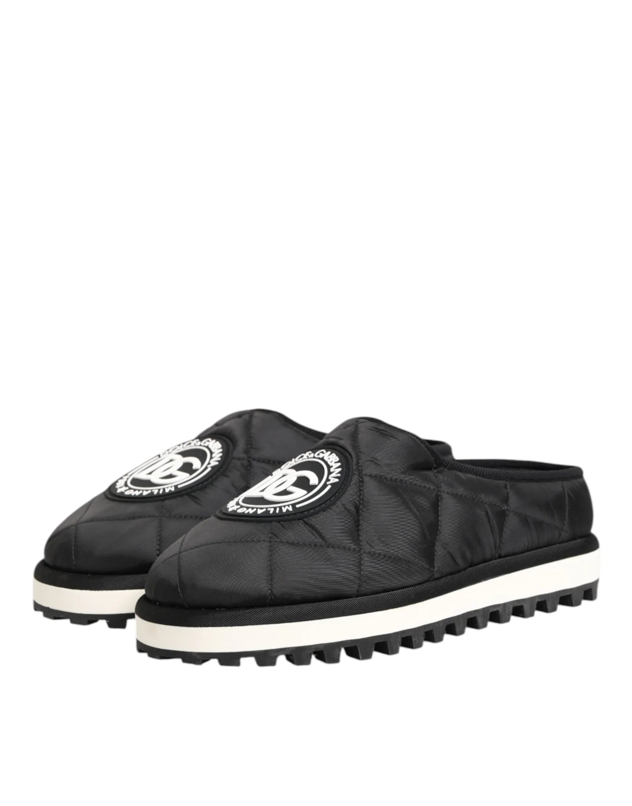 Dolce & Gabbana Black Nylon Low Top Slip On Sneaker Shoes - Zeiniez