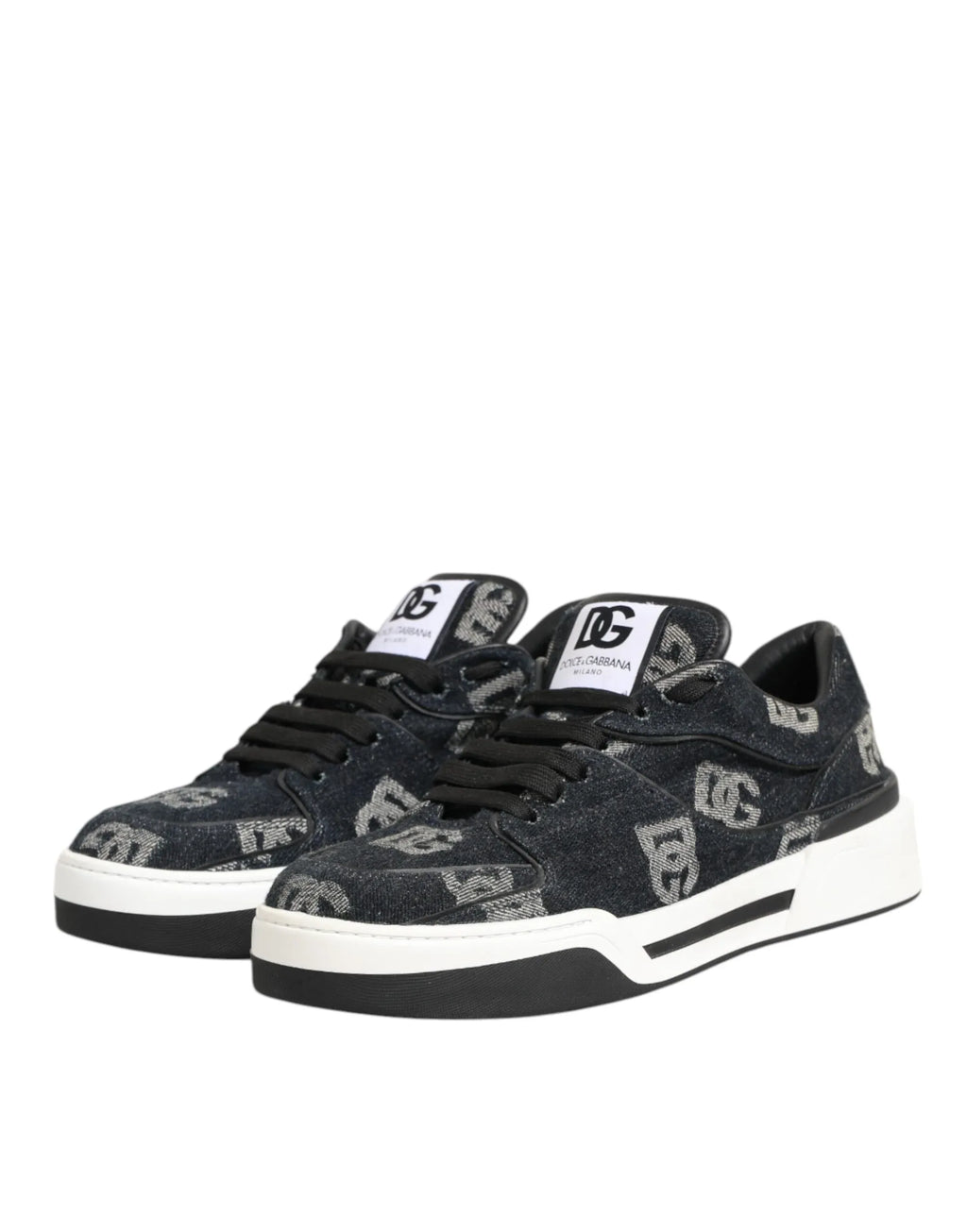 Dolce & Gabbana Blue Cotton Denim Logo Low Top Sneakers Shoes - Zeiniez