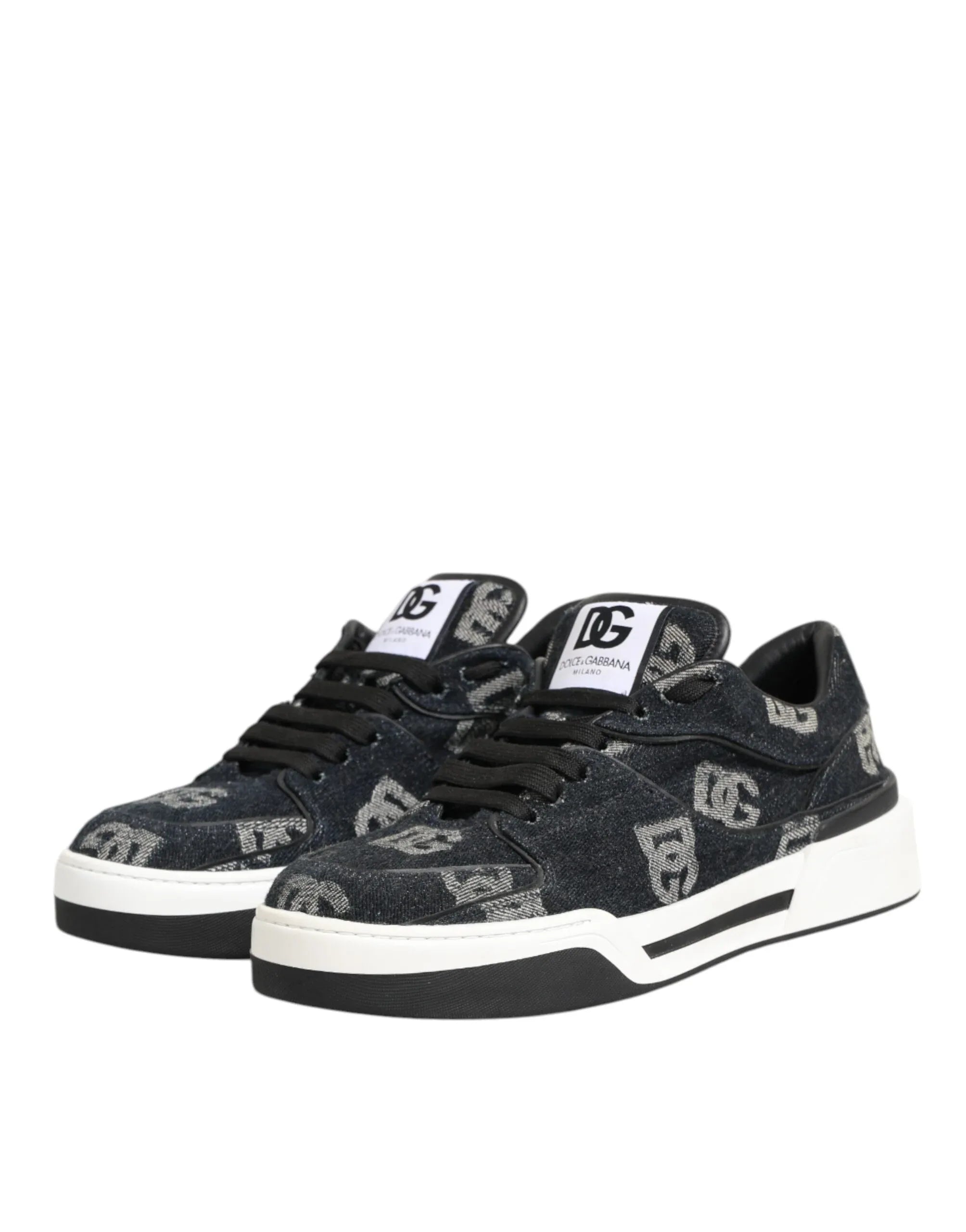 Dolce & Gabbana Blue Cotton Denim Logo Low Top Sneakers Shoes - Zeiniez