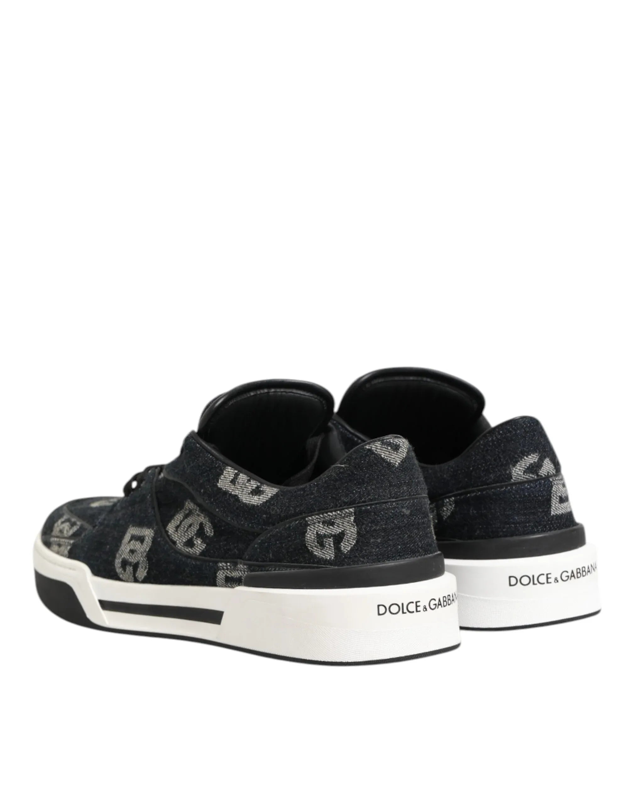 Dolce & Gabbana Blue Cotton Denim Logo Low Top Sneakers Shoes - Zeiniez