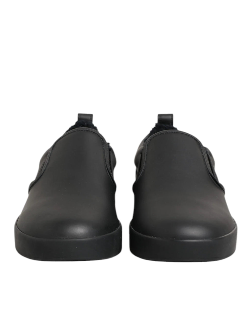 Dolce & Gabbana Black Leather Low Top Slip On Sneakers Shoes - Zeiniez