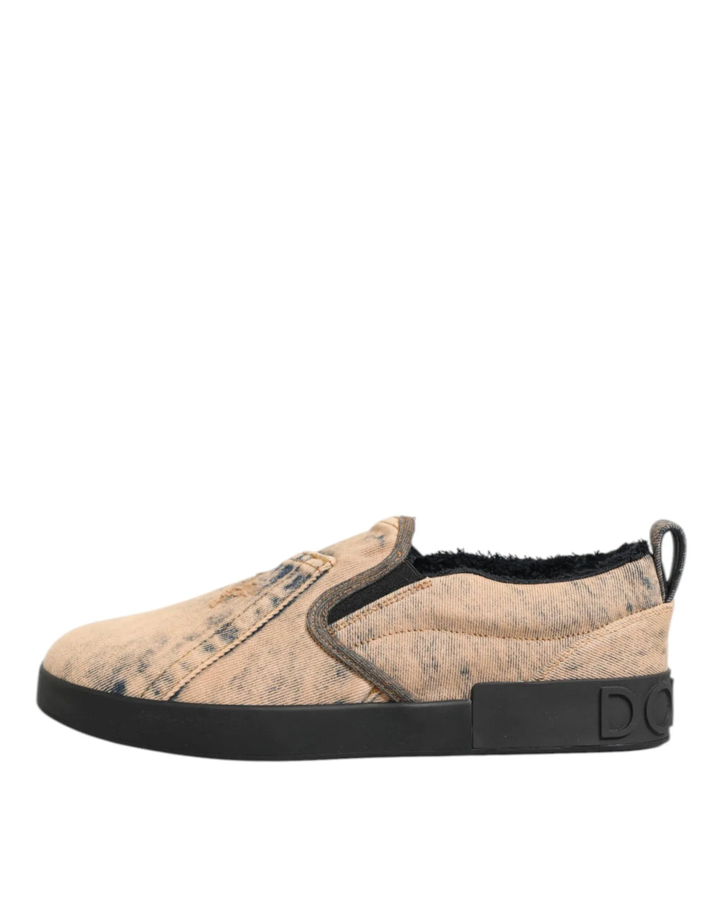 Dolce & Gabbana Beige Cotton Low Top Slip On Sneakers Shoes - Zeiniez