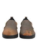 Dolce & Gabbana Brown Cotton Low Top Slip On Sneakers Shoes - Zeiniez