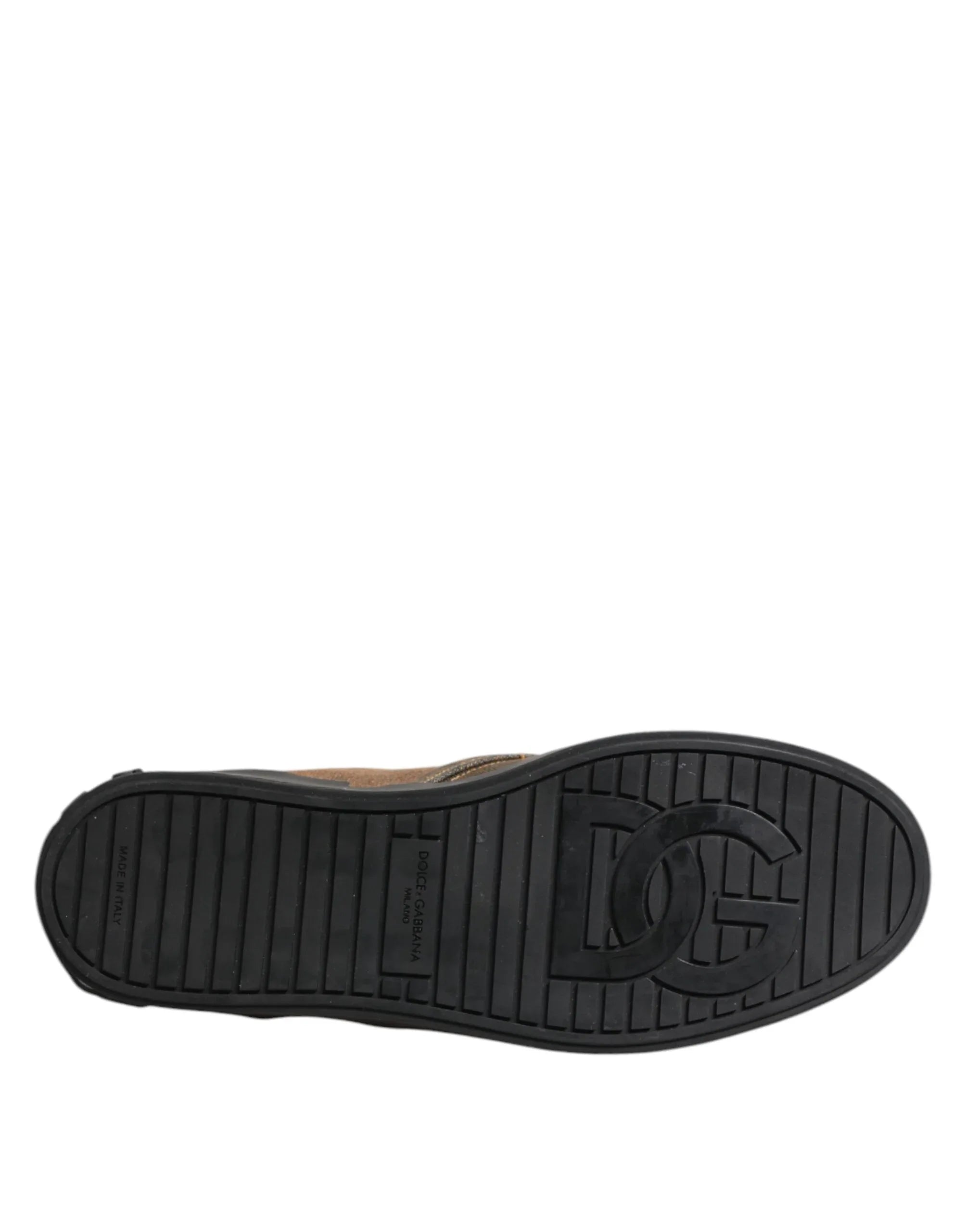 Dolce & Gabbana Brown Cotton Low Top Slip On Sneakers Shoes - Zeiniez