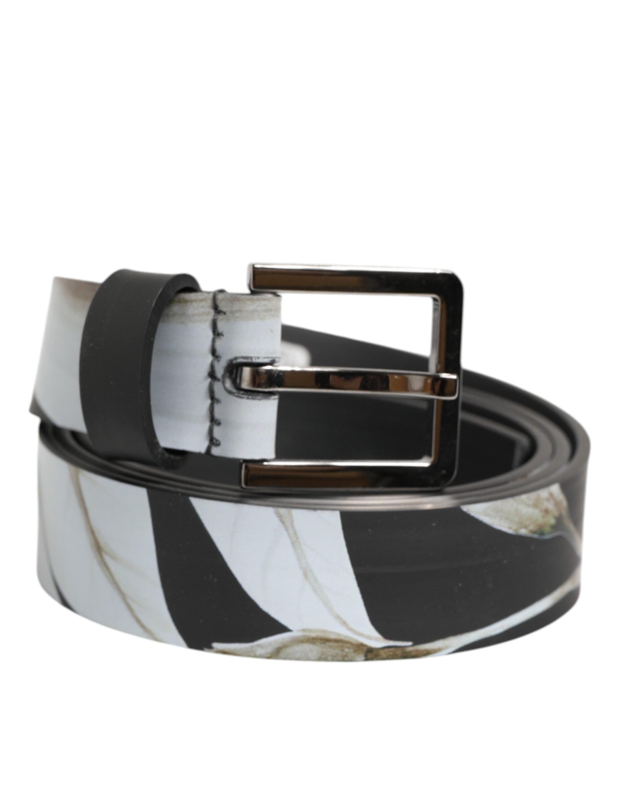 Dolce & Gabbana Multicolor PVC Floral Silver Buckle Men Belt - Zeiniez
