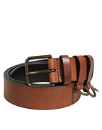 Dolce & Gabbana Brown Classic Gold Metal Logo Buckle Men Belt - Zeiniez