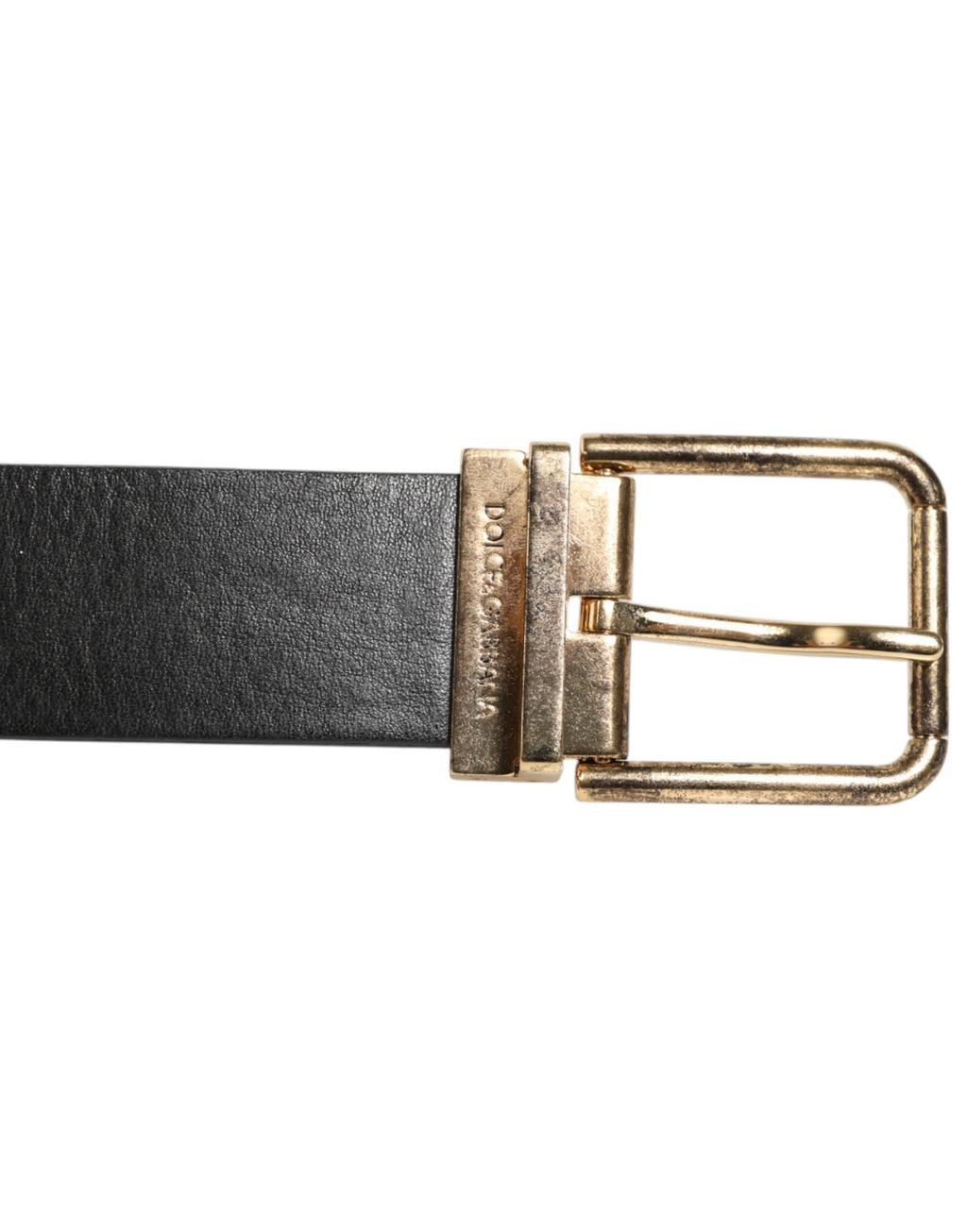 Dolce & Gabbana Black Leather Gold Silver Coin Buckle Belt - Zeiniez