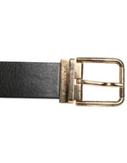 Dolce & Gabbana Black Leather Gold Silver Coin Buckle Belt - Zeiniez