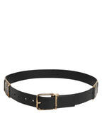 Dolce & Gabbana Black Leather Gold Silver Coin Buckle Belt - Zeiniez